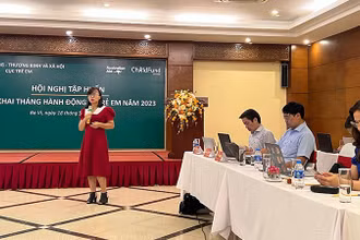 Bà Đinh Thị Như Hoa chia sẻ thông tin tại hội nghị.