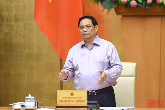 Thủ tướng Phạm Minh Chính phát biểu tại phiên họp. (Ảnh: TRẦN HẢI)