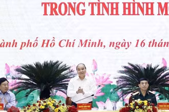 Chủ tịch nước Nguyễn Xuân Phúc tại Hội thảo. (Ảnh: Thống Nhất/TTXVN)