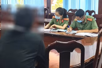 Đối tượng T. tại cơ quan Công an.
