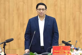 Thủ tướng Phạm Minh Chính phát biểu tại buổi làm việc. (Ảnh: TRẦN HẢI)