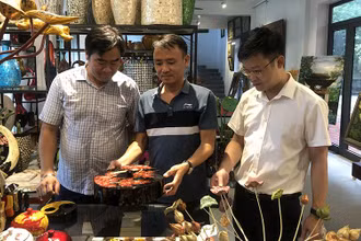 Giới thiệu sản phẩm đồ thủ công mỹ nghệ tại Công ty TNHH Phúc Cường, xã Duyên Thái, huyện Thường Tín (Hà Nội).