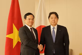 Phó Thủ tướng Trần Lưu Quang gặp Bộ trưởng Ngoại giao Nhật Bản Hayashi Yoshimasa.
