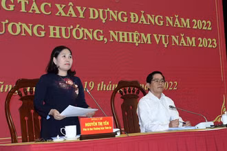 Bí thư Tỉnh ủy Bà Rịa-Vũng Tàu Phạm Viết Thanh và Phó Bí thư Thường trực Tỉnh ủy Nguyễn Thị Yến chủ trì hội nghị.
