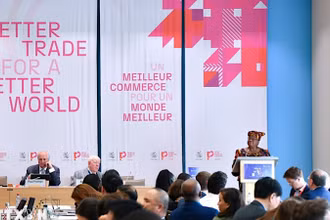 Quang cảnh Diễn đàn Công chúng WTO 2024 ở Geneva, Thụy Sĩ. (Ảnh: THX/TTXVN)