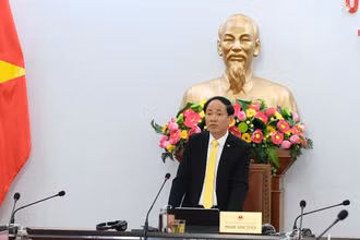 Chủ tịch Ủy ban nhân dân tỉnh Bình Định Phạm Anh Tuấn phát biểu ý kiến tại hội nghị.