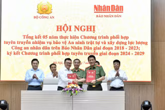 Lễ ký Chương trình phối hợp tuyên truyền nhiệm vụ bảo vệ an ninh trật tự và xây dựng lực lượng Công an nhân dân trên Báo Nhân Dân giai đoạn 2024–2029. 