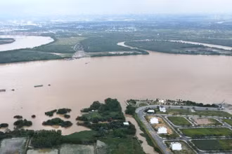 Khu vực xây dựng cầu Nhơn Trạch kết nối giữa Đồng Nai và Thành phố Hồ Chí Minh.