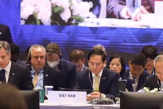 Bộ trưởng Ngoại giao Bùi Thanh Sơn tại Hội nghị Bộ trưởng APEC lần thứ 33. (Ảnh: TTXVN)