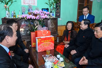 Phó Chủ tịch Thường trực Quốc hội Trần Thanh Mẫn và đoàn công tác thăm, chúc Tết Mẹ Việt Nam Anh hùng Đồng Thị Tuyên tại xã Đào Mỹ, huyện Lạng Giang.