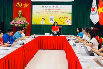 Chủ tịch Hội Chữ thập đỏ Việt Nam Bùi Thị Hòa phát biểu tại chương trình.