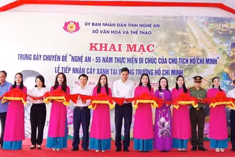 Cắt băng khai trương trưng bày chuyên đề "Nghệ An - 55 năm thực hiện Di chúc của Chủ tịch Hồ Chí Minh".