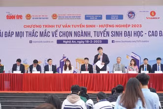 Ban tư vấn trả lời các thắc mắc cho học sinh và phụ huynh xung quanh công tác tuyển sinh năm 2023. (Ảnh: MỸ HÀ)