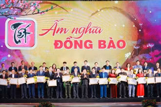 Tôn vinh các đơn vị ủng hộ tiền, quà cho Chương trình Tết vì người nghèo.
