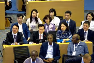 Thứ trưởng Ngoại giao Hà Kim Ngọc, Chủ tịch Ủy ban quốc gia UNESCO Việt Nam phát biểu tại Kỳ họp. 