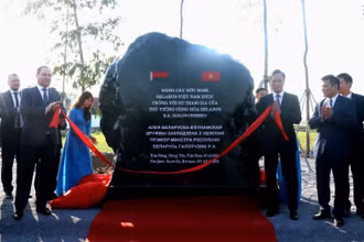 Thủ tướng Cộng hòa Belarus Roman Golovchenko và Đoàn đại biểu cấp cao Chính phủ Cộng hòa Belarus dự lễ trồng hàng cây hữu nghị Belarus-Việt Nam, tại khuôn viên Công ty Cổ phần xuất, nhập khẩu và chế biến thực phẩm Âu Việt, xã Chính Nghĩa, huyện Kim Động, tỉnh Hưng Yên.