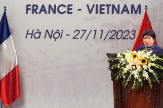 Chủ tịch Nhóm Nghị sĩ hữu nghị Việt Nam-Pháp Nguyễn Thúy Anh phát biểu.