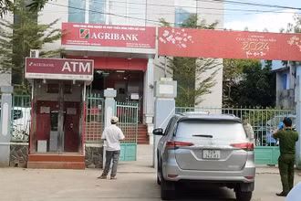 Khu vực xảy ra vụ cướp ngân hàng.