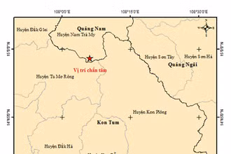 Vị trí chấn tâm trận động đất xảy ra tại huyện Nam Trà My, lúc 10 giờ 29 phút 28 giây ngày 9/10/2024.