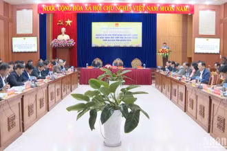 Quang cảnh hội thảo khoa học “Nhiệm vụ và giải pháp nâng cao chất lượng đời sống nhân dân, bảo đảm an sinh xã hội trên địa bàn tỉnh Quảng Nam”.