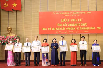 Các tập thể có thành tích tiêu biểu nhận Bằng khen tại Hội nghị Tổng kết 20 năm tổ chức Ngày hội Đại đoàn kết toàn dân tộc giai đoạn 2003-2023. 