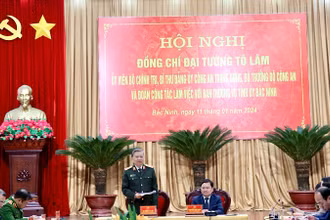 Đại tướng Tô Lâm phát biểu tại buổi làm việc với Ban Thường vụ Tỉnh ủy Bắc Ninh.