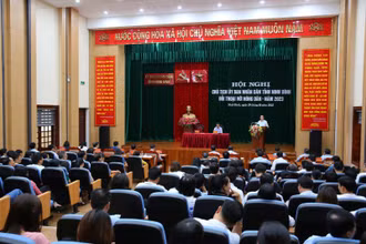 Hội nghị đối thoại Chủ tịch Ủy ban nhân dân tỉnh Ninh Bình với nông dân năm 2023. (Ảnh: Hải Yến).