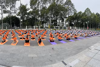 Ngày Quốc tế Yoga thu hút sự tham gia đồng diễn của khoảng 500 người.