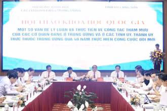 Các đại biểu tham dự Hội thảo quốc gia về chủ đề: “Một số vấn đề lý luận và thực tiễn về công tác tham mưu của các cơ quan Đảng ở Trung ương và ở các Tỉnh ủy, Thành ủy trực thuộc Trung ương qua 40 năm thực hiện công cuộc đổi mới".
