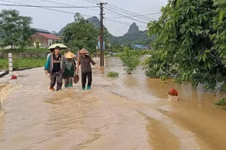 Các tuyến đường nông thôn ở xã Y Tịch, Chi Lăng (Lạng Sơn) bị ngập úng, gây khó khăn cho các phương tiện đi lại. 