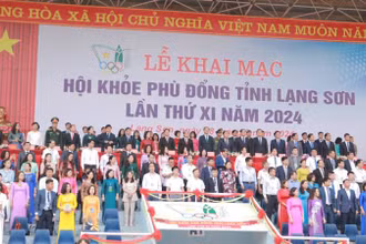 Các đại biểu tham dự Lễ khai mạc Hội khỏe Phù Đổng của tỉnh Lạng Sơn Lần thứ XI năm 2024.
