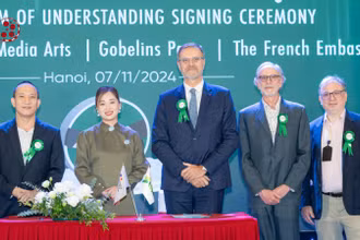 Sự hợp tác giữa Học viện SAMA, Đại sứ quán Pháp tại Việt Nam và Trường Gobelins Paris mở ra nhiều cơ hội phát triển, trao đổi văn hoá, giáo dục. (Ảnh: HÀ QUYÊN)