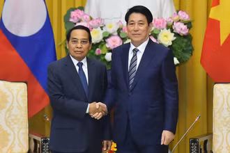 Chủ tịch nước Lương Cường tiếp đồng chí Bounthong Chitmany, Thường trực Ban Bí thư, Phó Chủ tịch nước Lào.