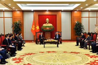 Quang cảnh buổi tiếp tại Trụ sở Trung ương Đảng. (Ảnh: ĐĂNG KHOA)