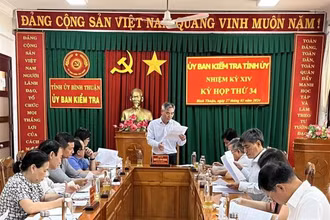 Ủy ban Kiểm tra tỉnh ủy Bình Thuận công bố kết luận kiểm tra khi có dấu hiệu vi phạm đối với các đảng viên có liên quan trong các gói thầu của Công ty AIC. (Ảnh: Ủy ban Kiểm tra)