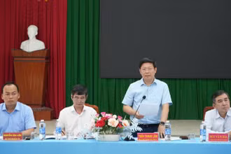 Lãnh đạo tỉnh Bến Tre cùng chủ đầu tư chủ trì buổi làm việc. (Ảnh: HOÀNG TRUNG)