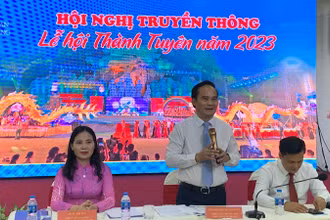 Đại diện lãnh đạo tỉnh Tuyên Quang thông tin về Lễ hội Thành Tuyên năm 2023.