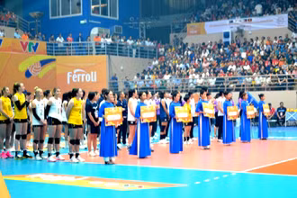 Giải Bóng chuyền nữ quốc tế VTV Cup Ferroli 2023 có 6 đội tham gia, thi đấu theo thể thức vòng tròn tính điểm. (Ảnh: QUỐC HỒNG)