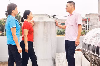 Hệ thống nước sạch của gia đình chị Hoàng Thị Liên ở thôn Mỹ Duệ, xã Tràng An, huyện Bình Lục. 