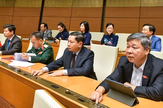 Các đại biểu Quốc hội biểu quyết thông qua Luật Ðất đai (sửa đổi). (Ảnh ÐĂNG ANH) 