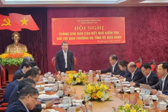 Đồng chí Lê Minh Hưng phát biểu tại hội nghị.