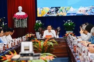 Đồng chí Lê Minh Khái, Bí thư Trung ương Đảng, Phó Thủ tướng Chính phủ, chủ trì hội nghị.