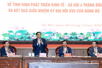 Thủ tướng Phạm Minh Chính chủ trì làm việc giữa Thường trực Chính phủ với Ban Thường vụ Thành ủy Hà Nội về tình hình phát triển kinh tế-xã hội.