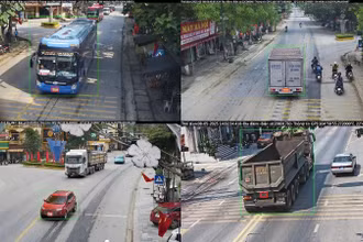 Nhiều phương tiện tham gia giao thông bị xử lý hành vi không chấp hành hiệu lệnh, chỉ dẫn của vạch kẻ đường. (Ảnh: CÔNG AN HÀ GIANG)