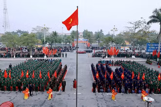 Lễ giao nhận quân năm 2025 tại huyện Hải Hậu (Nam Định).