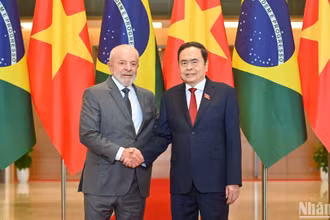 Chủ tịch Quốc hội Trần Thanh Mẫn và Tổng thống Brazil Luiz Inácio Lula da Silva.