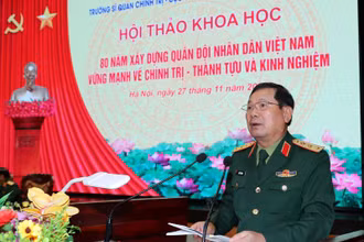 Thượng tướng, TS Lê Huy Vịnh phát biểu chỉ đạo Hội thảo. 