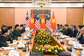 Quang cảnh hội đàm. (Ảnh: Phú Sơn)