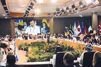 Các đại biểu dự Hội nghị Bộ trưởng Ngoại giao G20 tại Brazil. (Ảnh AP)