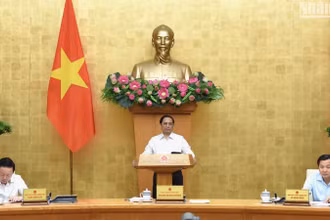 Thủ tướng Phạm Minh Chính chủ trì phiên họp Chính phủ chuyên đề về xây dựng pháp luật tháng 7/2023. (Ảnh: Trần Hải).